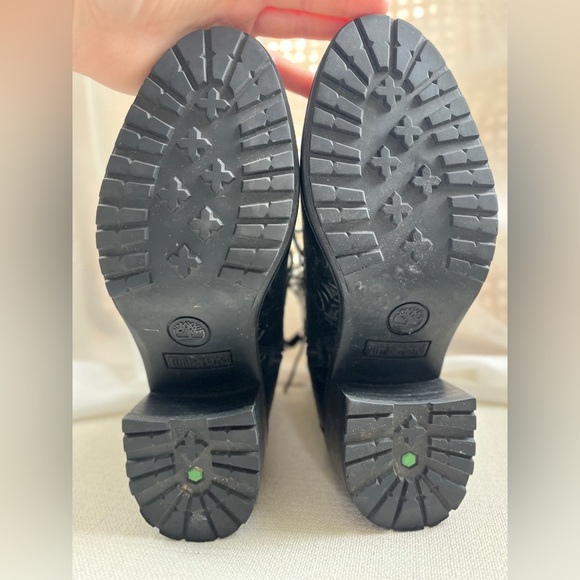 Timberland Sienna Embossed Boot Leather Lug Sole Side-Zip Whimsigoth Black 7.5 - Picture 13 of 14